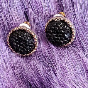 Betsey Johnson Black Rhinestone Stud Earrings